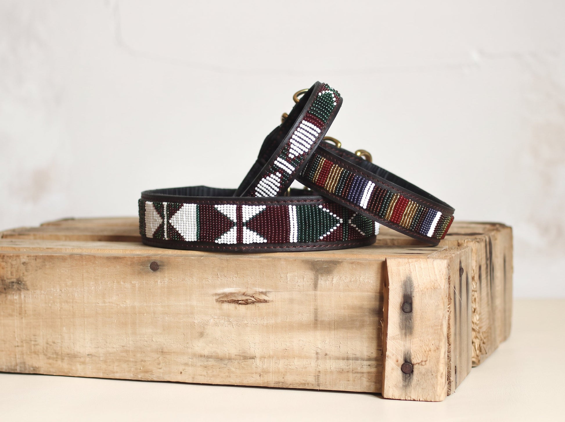 AMAZON handmade beaded leather dog collar