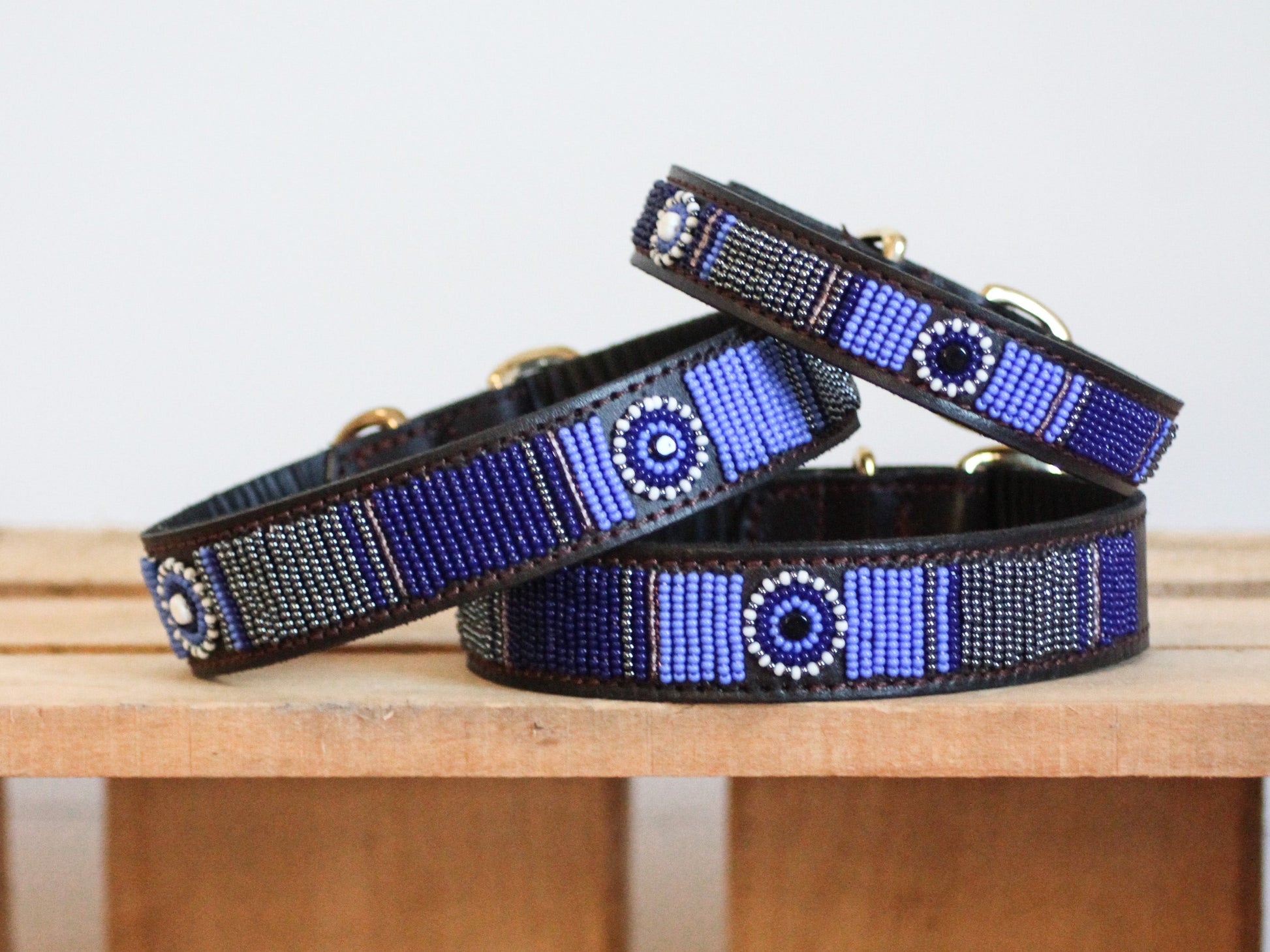 GEORGIA handmade beaded leather dog collar