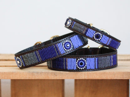 GEORGIA handmade beaded leather dog collar